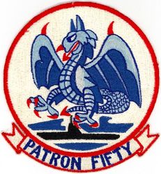 Patrol Squadron 50 (VP-50)
Established as Patrol Squadron NINE HUNDRED SEVENTEEN (VP-917) on 18 Jul 1946. Redesignated Medium Patrol Squadron (Landplane) SIXTY SEVEN (VP-ML-67) on 15 Nov 1946. Redesignated Patrol Squadron EIGHT HUNDRED NINETY TWO (VP-892) “Blue Dragons” in Feb 1950. Redesignated Patrol Squadron FIFTY (VP-50) on 4 Feb 1953. Disestablished on 30 Jun 1992. 

Consolidated PBY-5A/6A Catalina, 1946
Lockheed PV-2 Ventura, 1946-1949
Martin PBM-5 Mariner, 1949-1951
Martin PBM-5S/S2 Mariner, 1951-1956
Martin P5M-2 Marlin, 1956-1962
Lockheed SP-5B Orion, 1962-1967
Lockheed P-3A Orion, 1967-1970
Lockheed P-3B Orion, 1970-1971
Lockheed P-3C Orion, 1971-1986
Lockheed P-3C MOD Orion, 1986-1987
Lockheed P-3C UIIIR Orion, 1987

Insignia approved by CNO 10 Feb 1953.

