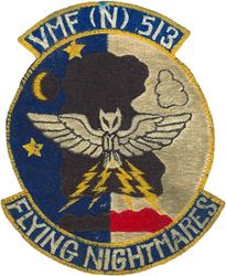 Marine Night Fighter Squadron 513  (VMF (N)-513)
VMF(N)-513 "Flying Nightmares"
1950-1962
F-4U-5N Corsair 
F-7F Tigercat 
F-3D Skyknight
F-4D Skyray
