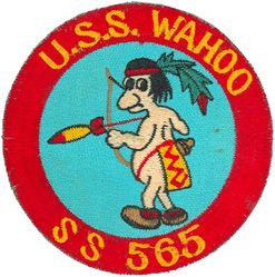 SS-565 USS Wahoo
Namesake. The Wahoo, (Acanthocybium solandri) a scombrid fish found worldwide in tropical and subtropical seas
Builder. Portsmouth Naval Shipyard, NH
Laid down. 24 Oct 1949
Launched. 16 Oct 1951
Commissioned. 30 May 1952
Decommissioned. 27 Jun 1980
Stricken	. 15 Jul 1983
Fate. Sold for scrap in 1984
Class and type. Tang-class submarine Attack submarine
Displacement:	
1,560 long tons (1,585 t) surfaced
2,260 long tons (2,296 t) submerged
Length. 269 ft 2 in (82.04 m)
Beam. 27 ft 2 in (8.28 m)
Draft. 17 ft (5.2 m)
Speed. 15.5 knots (17.8 mph; 28.7 km/h) surfaced, 18.3 knots (21.1 mph; 33.9 km/h) submerged
Complement. 83 officers and men
Armament. 8 × 21 inch (533 mm) torpedo tubes (6 forward, 2 aft)

