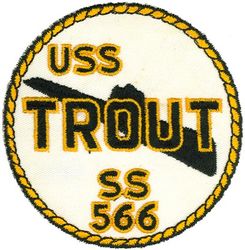 SS-566 USS Trout
Namesake. Trout, fish belonging to the subfamily Salmoninae of the family Salmonidae
Builder. Electric Boat Division, General Dynamics Corporation, Groton, CT
Awarded. 14 May 1948
Laid down. 1 Dec 1949
Launched. 21 Aug 1951
Commissioned. 27 Jun 1952
Decommissioned. 2 Jan 1977
Stricken. 19 Dec 1978
Honors and awards. Battle Efficiency Award (Battle "E") 1961
Fate. Transferred to Imperial Iranian Navy 19 December 1978
Class and type. Tang-class submarine Attack submarine
Displacement:	
1,615 long tons (1,641 t) light
2,108 long tons (2,142 t) surfaced
2,700 long tons (2,743 t) submerged
Length. 269 ft (82 m)
Beam. 27 ft 3 in (8.31 m)
Draft. 20 ft (6.1 m)
Speed. 16.3 knots (18.8 mph; 30.2 km/h) surfaced; 17.4 knots (20.0 mph; 32.2 km/h) submerged
Test depth. 700 ft (210 m)
Complement. 8 officers and 75 men
Armament. 8 × 21 inch (533 mm) torpedo tubes (6 forward, 2 aft)

