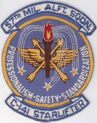57th Military Airlift Squadron, Training
Constituted 57 Troop Carrier Squadron on 12 Nov 1942. Activated on 18 Nov 1942. Inactivated on 25 Mar 1946. Activated in the Reserve on 3 Aug 1947. Redesignated 57 Troop Carrier Squadron, Medium on 27 Jun 1949. Ordered to active service on 15 Oct 1950. Inactivated on 14 Jul 1952. Activated in the Reserve on 14 Jul 1952. Inactivated on 1 Apr 1954. Redesignated 57 Military Airlift Squadron, Training, and activated, on 27 Dec 1965. Organized on 8 Jan 1966. Redesignated 57 Airlift Squadron on 27 Aug 1991. Inactivated on 30 Sep 2001. Redesignated 57 Weapons Squadron on 30 May 2003. Activated on 1 Jun 2003-.
