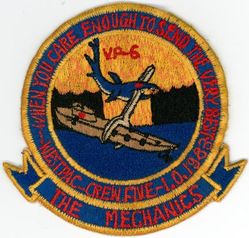 Patrol Squadron 6 (VP-6) Mechanics Western Pacific Deployment 1983
Established as Bombing Squadron ONE HUNDRED FORTY-SIX (VB-146) on 15 Jul 1943. Redesignated Patrol Bombing Squadron ONE HUNDRED FORTY-SIX (VPB-146) on 1 Oct 1944; Patrol Squadron ONE HUNDRED FORTY-SIX (VP-146) on 15 May 1946; Redesignated Medium Patrol Squadron (Landplane) SIX (VP-ML-6) on 15 Nov 1946; Patrol Squadron SIX (VP-6) on 1 Sep 1948, the third squadron to be assigned the VP-6 designation. Disestablished on 31 May 1993.

Lockheed P-3B MOD Orion
