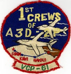 Composite Photographic Reconnaissance Squadron 61 (VCP-61) A3D-2P CREW
Established as Patrol Squadron SIXTY ONE (VP-61) on 20 Jan 1951. Redesignated: Photographic Squadron SIXTY ONE (VJ-61) on 5 Mar 1952; Heavy Photographic Squadron SIXTY ONE (VAP-61) "World Recorders" in Apr 1956. Composite Photographic Reconnaissance Squadron SIXTY ONE (VCP-61) on 1 Jul 1959. Heavy Photographic Squadron SIXTY ONE (VAP-61) on 1 Jul 1961. Disestablished on 1 Jul 1971. 

Douglas A3D-2P/RA-3B/KA-3B Skywarrior 1959-1971
Japanese made.

