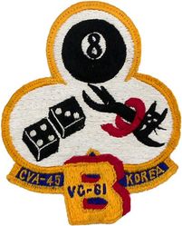 Composite Squadron 61 (VC-61) Detachment Baker Western Pacific and Korea Cruise 1952
Established as Composite Squadron SIXTY ONE (VC-61) on 20 Jan 1949. Redesignated Light Photographic Squadron SIXTY ONE (VFP-61) on 2 Jul 1956; Composite Photographic Squadron SIXTY THREE (VCP-63) on 1 Jul 1959; Light Photographic Squadron SIXTY THREE (VFP-63) on 1 Jul 1961. Disestablished on 30 Jun 1982.

20 Nov 1952-25 Jun 1953, USS Valley Forge (CV-45), CVG-5, Grumman F9F-5P Cougar


