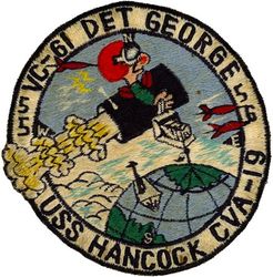 Composite Squadron 61 (VC-61) Detachment George Western Pacific Cruise 1955-1956
Established as Composite Squadron SIXTY ONE (VC-61) on 20 Jan 1949. Redesignated Light Photographic Squadron SIXTY ONE (VFP-61) on 2 Jul 1956; Composite Photographic Squadron SIXTY THREE (VCP-63) on 1 Jul 1959; Light Photographic Squadron SIXTY THREE (VFP-63) on 1 Jul 1961. Disestablished on 30 Jun 1982.

10 Aug 1955-15 Mar 1956, USS Hancock (CV-19), CVG-12, Grumman F9F-6P Cougar

