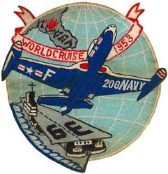 Fighter Squadron 62 (VF-62) CVG-4 World Cruise 1953
Established as Bomber-Fighter Squadron SEVENTEEN (VBF-17) on 2 Jan 1945. Redesignated Fighter Squadron SIX B (VF-6B) on 15 Nov 1946; Fighter Squadron SIXTY TWO (VF-62) on 28 Jul 1948; Attack Squadron ONE HUNDRED SIX (VA-106) (2nd) on 1 Jul 1955. Disestablished on 7 Nov 1969.

McDonnell F2H-2 Banshee, 1950-1955

Insignia. Approved on 16 Apr 1952

Deployment. 26 Apr 1953-4 Dec 1953 USS Lake Champlain (CV-39) CVG-4, F2H-2, Korea/WestPac/Med
