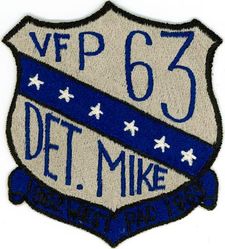 Light Photographic Squadron 63 (VFP-63 Det M) Detachment Mike CVG-9 Western Pacific 1962-1963
Established as Composite Squadron Sixty-One (VC-61) on 20 Jan 1949. Redesignated Fighter Photographic Squadron Sixty One (VFP-61) in Jul 1956; Composite Photographic Squadron Sixty-Three (VCP-63) on 1 Jul 1959; Light Photographic Squadron Sixty Three (VFP-63) on 1 Jul 1961. Disestablished on 30 Jun 1982.

Deployment: 9 Nov 1962-14 Jun 1963, USS Ranger (CVA-61), CVW-9, Vought F8U-1P/RF-8A Crusader

