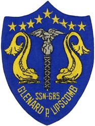 SSN-685 USS Glenard P Lipscomb 
Namesake. Glenard P. Lipscomb (1915–1970)
Awarded. 16 Dec 1968
Builder.	General Dynamics Electric Boat, Groton, Connecticut
Laid down. 5 Jun 1971
Launched. 4 Aug 1973
Commissioned. 	21 Dec 1974
Decommissioned. 11 Jul 1990
Stricken. 11 Jul 1990
Fate. Entered Ship-Submarine Recycling Program 1997
Type. Similar to Sturgeon Class Attack Submarine (2nd prototype using turbo-electric power plant)
Displacement:	
5,813 long tons (5,906 t) surfaced
6,480 long tons (6,584 t) submerged
Length. 365 ft (111 m)
Beam. 31 ft 8 in (9.65 m)
Propulsion. S5W reactor
Speed:	
18 knots (33 km/h; 21 mph) surfaced
23 knots (43 km/h; 26 mph) submerged
Test depth. 1,300 ft (400 m)
Complement. 12 officers, 109 men
Armament. 4 × 21 in (533 mm) torpedo tubes

