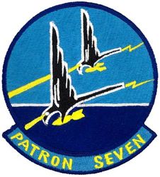 Patrol Squadron 7 (VP-7)
Established as Bombing Squadron ONE HUNDRED NINETEEN (VB-119) on 15 Aug 1944. Redesignated Patrol Bombing Squadron ONE HUNDRED NINETEEN (VPB-119) on 1 Oct 1944; Patrol Squadron ONE HUNDRED NINETEEN (VP-119) on 15 May 1946; Heavy Patrol Squadron (Landplane) NINE (VP-HL-9) on 15 Nov 1946; Medium Patrol Squadron (Landplane) SEVEN (VP-ML-7) on 25 Jun 1947; Patrol Squadron SEVEN (VP-7) on 1 Sep 1948, the second squadron to be assigned the VP-7 designation. Disestablished on 8 Oct 1969.

Lockheed P2V-2 Neptune, 1947-1949
Lockheed P2V-3 Neptune, 1949-1950
Lockheed P2V-4 Neptune, 1950-1953
Lockheed P2V-5/5F Neptune, 1953-1962
Martin SP-2H Marlin, 1962-1969

Insignia (4th) “Black Falcons” approved by CNO on 5 Oct 1953.    

