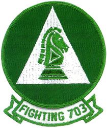 Fighter Squadron 703 (VF-703)
Established as Fighter Squadron SEVEN ZERO THREE (VF-703) "Superheats" in 1960. Redeisignated Fighter Squadron FIFTY THREE D-2 (VF-53D2) on 1 Jun 1969. Disestablished on 1 Jul 1970.
Insignia approved 12 May 1961. 

North AmericanFJ-3/4B Fury, 
Vought F-8A/C/K Crusader


