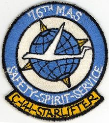 76th Military Airlift Squadron C-141
Constituted as 76 Ferrying Squadron (Special) on 30 Jan 1943. Activated on 8 Feb 1943. Redesignated as 76 Transport Transition Squadron on 4 Jun 1943. Disbanded on 31 Mar 1944. Reconstituted, and redesignated as 76 Air Transport Squadron, Medium, on 20 Jun 1952. Activated on 20 Jul 1952. Redesignated as 76 Military Airlift Squadron on 8 Jan 1966; 76 Airlift Squadron on 1 Oct 1991-.
