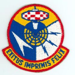 780th Radar Squadron  (Semi-Automatic Ground Environment)/780th Radar Squadron/780th Air Defense Group
Emblem approved 26 Jul 1965 for 780 RS (SAGE)
This unit was redesignated twice and the same patch was used for all three organizations since it displayed only a motto, no designation.  
780 RS (SAGE) active 1 Aug 1961 - 1 Mar 1970
780 RS active 17 Jan 1974 - 29 Sep 1979
780 ADG active 1 Mar 1970 - 17 Jan 1974 (GWO) 
