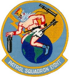 Patrol Squadron 8 (VP-8)
Established as Patrol Squadron TWO HUNDRED ONE (VP-201) on 1 Sep 1942. Redesignated Patrol Bombing Squadron TWO HUNDRED ONE (VPB-201) on 1 Oct 1944; Patrol Squadron TWO HUNDRED ONE (VP-201) on 15 May 1946; atrol Squadron, Medium Seaplane ONE (VP-MS-1) on 15 Nov 1946; Patrol Squadron, Medium Landplane EIGHT (VP-ML-8) on 5 Jun 1947; Patrol Squadron EIGHT (VP-8) on 1 Sep 1948, the second squadron to be assigned the VP-8 designation.

Lockheed P2V-2 Neptune, 1947-1949
Lockheed P2V-3 Neptune, 1949-1955
Lockheed P2V-5F Neptune, 1955-1962
Lockheed P-3A Orion, 1962-1965
Lockheed P-3B Orion, 1965-1981
Lockheed P-3C UII Orion, 1981-1985
Lockheed P-3C UII.5 Orion, 1985-1994
Lockheed P-3C UIIIR Orion, 1994-2014
Boeing P-8 Poseidon, 2014-.

Insignia (3rd) “Neptune” approved by CNO on 15 Feb 1950.   

