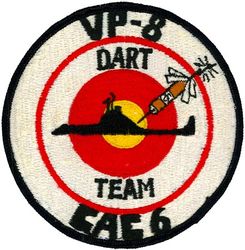 Patrol Squadron 8 (VP-8) Combat Air Crew 6
Established as Patrol Squadron TWO HUNDRED ONE (VP-201) on 1 Sep 1942. Redesignated Patrol Bombing Squadron TWO HUNDRED ONE (VPB-201) on 1 Oct 1944; Patrol Squadron TWO HUNDRED ONE (VP-201) on 15 May 1946; atrol Squadron, Medium Seaplane ONE (VP-MS-1) on 15 Nov 1946; Patrol Squadron, Medium Landplane EIGHT (VP-ML-8) on 5 Jun 1947; Patrol Squadron EIGHT (VP-8) on 1 Sep 1948, the second squadron to be assigned the VP-8 designation.
