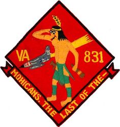 Attack Squadron 831 (VA-831)
VA-831 "Mohicans"
1968
Douglas A4D-2 (A-4B); A4D-2N (A-4C) Skyhawk 

