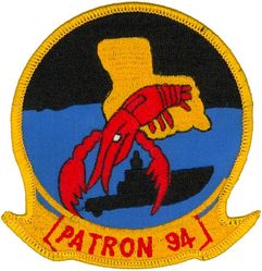 Patrol Squadron 94 (VP-94)
Established as Patrol Squadron NINETY FOUR (VP-94) “Crawfishers” on 1 Nov 1970. The second squadron to be assigned the VP-94 designation. Disestablished in Sep 2006.

Lockheed SP-2H Neptune, 1970
Lockheed P-3A Orion, 1970-1976
Lockheed P-3B TAC/NAV MOD Orion, 1984-1994
Lockheed P-3C UII Orion, 1984-2006

Insignia approved by CNO on 24 Jun 1971.

