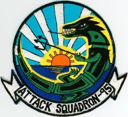 Attack Squadron 95 (VA-95)
VA-95 "Green Lizards"
1963-1970
Douglas AD-7 (A-1J) Skyraider
Douglas A4D-2N (A-4C);  A4D-2 (A-4B); A-4C Skyhawk

