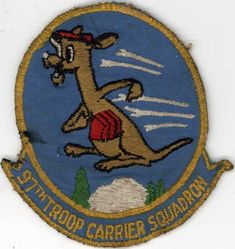 97th Troop Carrier Squadron, Medium 
Constituted as 97 Troop Carrier Squadron on 25 May 1943. Activated on 1 Jul 1943. Inactivated on 18 Oct 1945. Activated in the Reserve on 15 Sep 1947. Redesignated as 97 Troop Carrier Squadron, Medium on 27 Jun 1949. Ordered to active duty on 1 May 1951. Inactivated on 4 May 1951. Redesignated as 97 Fighter-Bomber Squadron on 26 May 1952. Activated in the Reserve on 15 Jun 1952. Inactivated on 1 Jul 1957. Redesignated as 97 Troop Carrier Squadron, Medium on 24 Oct 1957. Activated in the Reserve on 16 Nov 1957. Ordered to active duty on 28 Oct 1962. Relieved from active duty on 28 Nov 1962. Redesignated as: 97 Air Transport Squadron, Heavy on 1 Dec 1965; 97 Military Airlift Squadron on 1 Jan 1966. Ordered to active duty on 26 Jan 1968. Relieved from active duty on 2 Jun 1969. Redesignated as: 97 Military Airlift Squadron (Associate) on 25 Jul 1969; 97 Airlift Squadron (Associate) on 1 Feb 1992; 97 Airlift Squadron on 1 Oct 1994.
