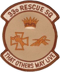 33d Rescue Squadron
Constituted as 33 Air Rescue Squadron on 17 Oct 1952. Activated on 14 Nov 1952. Discontinued on 18 Mar 1960. Organized on 18 Jun 1961. Redesignated as: 33 Air Recovery Squadron on 1 Jul 1965; 33 Aerospace Rescue and Recovery Squadron on 8 Jan 1966. Inactivated on 1 Oct 1970. Activated on 1 Jul 1971. Redesignated as: 33 Air Rescue Squadron on 1 Jun 1989; 33 Rescue Squadron on 1 Feb 1993-.
Keywords: desert