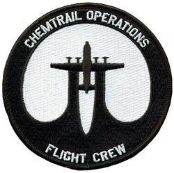 758th Airlift Squadron C-130 Morale
Chemtrails refers to the theory that governments or other parties are engaged in a secret program to add toxic chemicals to the atmosphere from aircraft in a way that forms visible plumes in the sky, somewhat similar to contrails. Patch done as a joke on this.
