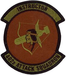 482d Attack Squadron Instructor
Organized as 70 Aero Squadron on 13 Aug 1917.  Redesignated as 482 Aero Squadron on 1 Feb 1918.  Demobilized on 18 Mar 1919.  Reconstituted and consolidated (1936) with 482 Bombardment Squadron, which was constituted and allotted to the Reserve on 31 Mar 1924.  Activated Mar 1925.  Disbanded on 31 May 1942.  Reconstituted, and consolidated (21 Apr 1944) with 482 Bombardment Squadron, Very Heavy, which was constituted on 28 Feb 1944.  Activated on 11 Mar 1944. Inactivated on 30 Jun 1946. Redesignated as 482 Attack Squadron on 13 Feb 2018.  Activated on 27 Feb 2018.  
Keywords: OCP