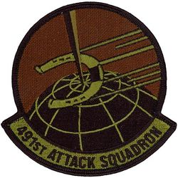 491st Attack Squadron
Organized as 79 Aero Squadron on 15 Aug 1917. Redesignated as 491 Aero Squadron (Construction) on 1 Feb 1918. Demobilized on 31 Jan 1919. Reconstituted and consolidated (1936) with 491 Bombardment Squadron, which was constituted and allocated to the reserve on 31 Mar 1924. Disbanded 31 May 1942. Consolidated (1958) with 491 Bombardment Squadron (Medium) which was constituted on 14 Aug 1942. Activated on 15 Sep 1942. Inactivated on 2 Nov 1945. Redesignated as 491 Bombardment Squadron, Light on 26 May 1947. Activated in the Reserve on 5 Jun 1947. Inactivated on 27 Jun 1949. Redesignated as 491 Bombardment Squadron (Medium) on 20 Aug 1958. Activated on 1 Nov 1958. Discontinued, and inactivated 25 Jun 1961. Redesignated as 491 Attack Squadron 26 Mar 2019. Activated on 15 Apr 2019.
Keywords: OCP