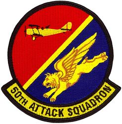50th Attack Squadron 
Organized as 50 Aero Squadron on 6 Aug 1917.  Redesignated as: 50 Squadron on 14 Mar 1921; 50 Observation Squadron on 25 Jan 1923.  Inactivated on 1 Aug 1927.  Activated on 1 Nov 1930.  Redesignated as: 50 Reconnaissance Squadron on 25 Jan 1938; 50 Reconnaissance Squadron (Medium Range) on 6 Dec 1939; 50 Reconnaissance Squadron (Heavy) on 20 Nov 1940; 431 Bombardment Squadron, Heavy, on 22 Apr 1942; 431 Bombardment Squadron, Heavy, c. Apr 1944; 5 Reconnaissance Squadron, Very Long Range, Photo, on 29 Apr 1946.  Inactivated on 20 Oct 1947.  Redesignated as 50 Airmanship Training Squadron on 30 Sep 1983.  Activated on 1 Oct 1983.  Redesignated as: 50 Training Squadron on 31 Oct 1994; 50 Education Squadron on 1 Jan 2002.  Inactivated on 1 Aug 2005.  Redesignated as 50 Attack Squadron on 13 Feb 2018.  Activated on 27 Feb 2018.
