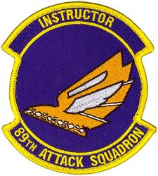 89th Attack Squadron Instructor
Organized as 89 Aero Squadron on 19 Aug 1917.  Demobilized on 19 May 1919.  Reconstituted and consolidated (1936) with 89 Observation Squadron (Long Range, Light Bombardment) which was constituted on 1 Mar 1935.  Redesignated as: 89 Reconnaissance Squadron on 24 Oct 1936; 89 Reconnaissance Squadron (Medium Range) on 22 Dec 1939.  Activated on 1 Feb 1940.  Redesignated as: 89 Reconnaissance Squadron (Medium) on 20 Nov 1940; 432 Bombardment Squadron (Medium) on 22 Apr 1942.  Inactivated on 26 Nov 1945.  Redesignated as 432 Expeditionary Bomb Squadron, and converted to provisional status, on 16 Jan 2002.  Withdrawn from provisional status, and redesignated as 432 Bomb Squadron on 16 Feb 2007.  Redesignated as 432 Attack Squadron on 1 Sep 2011.  Activated on 1 Oct 2011.  Redesignated as 89 Attack Squadron on 21 Jun 2016.
