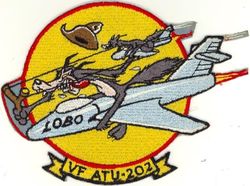 Advanced Training Unit 202 (ATU-202)
Established as Advanced Training Unit TWO ZERO TWO (ATU-202) "Fighting Redhawks" in Apr 1951; Redesignated Training Squadron TWENTY ONE (VT-21) on 21 May 1960-.

Grumman F9F-2/-5 Panther
Grumman TF9F-6 Cougar

VF-ATU-202 insignia c. 1955. The squadron flew the Grumman F9F-2/-5 Panther, so this insignia was replaced by the eagle insignia when the squadron transitioned to the F9F to the TF9F-6 Cougar

