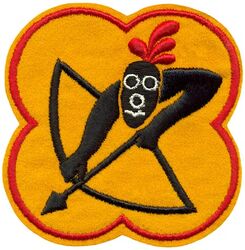 429th Bombardment Squadron, Heavy
Organized as 41st Aero Squadron on 16 Jun 1917. Demobilized on 2 Ju1 1919. Reconstituted and consolidated (1924) with 41st Squadron which was authorized on 10 Jun 1922. Organized on 7 Jul 1922. Redesignated: 41st School Squadron on 25 Jan 1923; 41st Observation Squadron (Long Range, Amphibian) on 1 Mar 1935. Redesignated 41st Reconnaissance Squadron, and inactivated, on 1 Sep 1936. Redesignated 41st Reconnaissance Squadron (Long Range) on 22 Dec 1939. Activated on 1 Feb 1940. Redesignated: 41st Reconnaissance Squadron (Heavy) on 20 Nov 1940; 429th Bombardment Squadron (Heavy) on 22 Apr 1942. Inactivated on 28 Feb 1946.

Insignia approved 12 May 1930. US made, schiffli embroidery on wool.

Stations. Langley Field, VA, 1 Feb 1940-c. 23 Aug 1941; Newfoundland Aprt, Newfoundland, c. 28 Aug 1941; Ephrata, WA, 29 Oct 1942; Cut Bank, Mont, 29 Nov 1942-13 Mar 194.3; Chateaudundu-Rhumel, Algeria, 27 Apr 1943; Ain Mlila, Algeria, 18 Jun 1943; Massicault, Tunisia, c. 1 Aug 1943; Amendola, Italy, c. 9 Dec 1943; Foggia, Italy, c. 20 Oct-28 Feb 1946.

