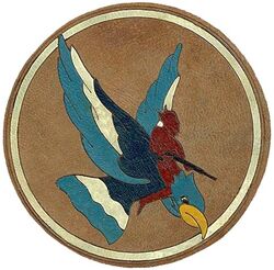 345th Fighter Squadron 
Activated on 1 Oct 1942 by special authority prior to constitution as 345th Fighter Squadron on 2 Oct 1942. Inactivated on 7 Nov 1945.

Insignia not approved. Italian made, painted, incised leather.

Stations. Bushey Hall, England, 1 Oct 1942; Duxford, England, Oct 1942 (ground echelon, which was  formed in US, was at Harding Field, LA, until c. 2 Nov 1942); Casablanca, French Morocco, 19 Nov 1942; Oujda, French Morocco, 6 Jan 1943; La Senia, Algeria, 14 Feb 1943; Maison Blanche, Algeria, c. 16 May 1943; Bone, Algeria, 28 Jun 1943; Rerhaia, Algeria, 17 Jul 1943; Sardinia, c. 18 Nov 1943 (operated from Corsica, 6 Feb-12 Mar 1944); Pomigliano, Italy, 1 Jun 1944; Tarquinia, Italy, 25 Jun 1944; Pisa, Italy, 3 Dec 1944-14 Jul 1945; Seymour Johnson Field, NC, 25 Aug-7 Nov 1945.

