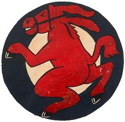 356th Fighter Squadron and 356th Fighter Squadron, Single Engine
Constituted 356 Fighter Squadron on 12 Nov 1942.  Activated on 15 Nov 1942.  Redesignated 356 Fighter Squadron, Single Engine, on 20 Aug 1943.  Inactivated on 31 Mar 1946.

Insignia approval date unknown. US made, painted on leather.

Stations. Hamilton Field, CA, 15 Nov 1942; Tonopah, NV, 20 Jan 1943; Santa Rosa AAFld, CA, 3 Mar 1943; Salem AAFld, OR, 3 Jun-5 Oct 1943; Greenham Common, England, 5 Nov 1943; Boxted, England, 13 Nov 1943; Lashenden, England, 17 Apr 1944; Cricqueville, France, 17 Jun 1944; Gael, France, 15 Aug 1944; Orconte, France, 21 Sep 1944 (air echelon operated from St Dizier, France, c. 14-25 Nov 1944); Rosieres-en-Haye, France, 25 Nov 1944; Ober Olm, Germany, 8 Apr 1945; Ansbach, Germany, c. 30 Apr 1945; Herzogenaurach, Germany, 18 May 1945-15 Feb 1946; Bolling Field, DC, 15 Feb-31 Mar 1946.

