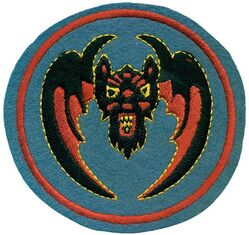 44th Fighter Squadron and 44th Fighter Squadron, Two Engine
Constituted as 44 Pursuit Squadron (Interceptor) on 22 Nov 1940.  Activated on 1 Jan 1941.  Redesignated as: 44 Fighter Squadron on 15 May 1942; 44 Fighter Squadron, Two Engine, on 26 Jan 1944; 44 Fighter Squadron, Single Engine, on 6 May 1946; 44 Fighter Squadron, Jet, on 23 Dec 1949; 44 Fighter-Bomber Squadron on 20 Jan 1950; 44 Tactical Fighter Squadron on 1 Jul 1958; 44 Fighter Squadron on 1 Oct 1991

Insignia approved on 18 Feb 1942. Australian made, embroidery on wool. 

Stations. Wheeler Field, TH, 1 Jan 1941; Bellows Field, TH, 7 Nov 1941; Wheeler Field, TH, 12 Dec 1941; Kaneohe, TH, 27 Dec 1941; Wheeler Field, TH, 25 Jan 1942; Bellows Field, TH, 23 Jun–23 Oct 1942; Efate, New Hebrides, 7 Nov 1942 (air echelon operated from Guadalcanal, 20 Dec 1942–20 Mar 1944); Espiritu Santo, 25 Oct 1943 (air echelon operated from Treasury Island, Solomon Islands, 20 Mar–25 Apr 1944, and from Guadalcanal, 11 May–16 Jul 1944); Guadalcanal, 17 Jul 1944; Cape Opmarai, New Guinea, 23 Aug 1944 (air echelon operated from Morotai, 7 Nov 1944–16 Jan 1945); Lingayen, Luzon, 13 Jan 1945; San Jose, Mindoro, 26 Feb 1945 (air echelon operated from Palawan, 26 Apr–13 May 1945); Zamboanga, Mindanao, 4 May–Nov 1945; Puerto Princesa, Palawan, 10 Nov 1945; Florida Blanca, Luzon, 17 Jul 1946; Clark Field (later, AFB), Luzon, 3 Oct 1947.

