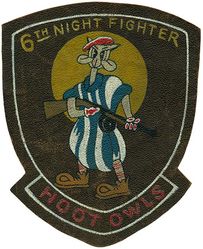 6th Night Fighter Squadron
Organized as 6 Aero Squadron on 13 Mar 1917.  Redesignated as: 6 Observation Squadron on 14 Mar 1921; 6 Pursuit Squadron on 30 Aug 1921; 6 Pursuit Squadron (Interceptor) on 6 Dec 1939; 6 Fighter Squadron on 15 May 1942; 6 Night Fighter Squadron on 9 Jan 1943.  Inactivated on 20 Feb 1947.

Stations. Kipapa, TH, 17 Nov 1942 (one detachment operated from Guadalcanal, 28 Feb-15 Sep 1943, and another operated from New Guinea, 18 Apr-14 Sep 1943); John Rodgers Aprt, TH, 3 Mar 1944 (detachment operated from Saipan, 21 Jun 1944-11 Jan 1945); Kipapa, TH, 28 Oct 1944; East Field, Saipan, 11 Jan 1945 (detachment operated from Kipapa, TH, 11 Jan-12 May 1945); Kagman Field, Saipan, Feb-1 May 1945; Kipapa, TH, 12 May 1945; Wheeler Field, TH, 2 Oct 1945-31 May 1946.


