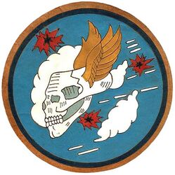 85th Pursuit Squadron, Interceptor; 85th Pursuit Squadron, Interceptor - Twin Engine; 85th Fighter Squadron, Twin Engine; 85th Fighter Squadron and 85th Fighter Squadron, Single Engine
Constituted 85th Pursuit Squadron (Interceptor) on 13 Jan 1942. Activated on 9 Feb 1942. Redesignated: 85th Pursuit Squadron (Interceptor) (Twin Engine) on 31 Jan 1942; 85th Fighter Squadron (Twin Engine) on 15 May 1942; 85th Fighter Squadron on 10 Sep 1942; 85th Fighter Squadron, Single Engine, on 21 Aug 1944. Inactivated on 15 Jul 1947.

Insignia approved on 26 Aug 1942. Italian made, incised painted leather.

Stations. Dale Mabry Field, FL, 9 Feb 1942; Morris Field, NC, 1 May 1942; East Boston Aprt, MA, 23 Jun 1942; Bedford, MA, 1 Jul-28 Sep 1942; Egypt, 12 Nov 1942; Libya, 24 Jan 1943; Tunisia, 13 Mar 1943; Malta, c. 6 Jul 1943; Sicily, 18 Jul 1943; Southern Italy, 15 Sep 1943; Salsola, Italy, 5 Oct 1943; Madna Airfield, Italy, c. 19 Nov 1943; Capodichino, Italy, 16 Jan 1944; Pomigliano, Italy, 30 Apr 1944; Corsica, c. 11 Jun 1944; Southern France, c. 22 Aug 1944; Iesi, Italy, c. 5 Oct 1944; Fano, Italy, 5 Dec 1944; Cesenatico, Italy, 24 Mar 1945; Horsching, Austria, 26 Jul 1945-25 Jun 1947; Langley Field, VA, 25 Jun-15 Jul 1947.

