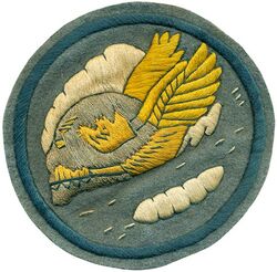85th Pursuit Squadron, Interceptor; 85th Pursuit Squadron, Interceptor - Twin Engine; 85th Fighter Squadron, Twin Engine; 85th Fighter Squadron and 85th Fighter Squadron, Single Engine
Constituted 85th Pursuit Squadron (Interceptor) on 13 Jan 1942. Activated on 9 Feb 1942. Redesignated: 85th Pursuit Squadron (Interceptor) (Twin Engine) on 31 Jan 1942; 85th Fighter Squadron (Twin Engine) on 15 May 1942; 85th Fighter Squadron on 10 Sep 1942; 85th Fighter Squadron, Single Engine, on 21 Aug 1944. Inactivated on 15 Jul 1947.

Insignia approved on 26 Aug 1942. Italian made, embroidery on wool.

Stations. Dale Mabry Field, FL, 9 Feb 1942; Morris Field, NC, 1 May 1942; East Boston Aprt, MA, 23 Jun 1942; Bedford, MA, 1 Jul-28 Sep 1942; Egypt, 12 Nov 1942; Libya, 24 Jan 1943; Tunisia, 13 Mar 1943; Malta, c. 6 Jul 1943; Sicily, 18 Jul 1943; Southern Italy, 15 Sep 1943; Salsola, Italy, 5 Oct 1943; Madna Airfield, Italy, c. 19 Nov 1943; Capodichino, Italy, 16 Jan 1944; Pomigliano, Italy, 30 Apr 1944; Corsica, c. 11 Jun 1944; Southern France, c. 22 Aug 1944; Iesi, Italy, c. 5 Oct 1944; Fano, Italy, 5 Dec 1944; Cesenatico, Italy, 24 Mar 1945; Horsching, Austria, 26 Jul 1945-25 Jun 1947; Langley Field, VA, 25 Jun-15 Jul 1947.

