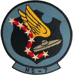 Helicopter Anti-Submarine Squadron 7 (HS-7) 
Established as Helicopter Anti Submarine Squadron SEVEN (HS-7) "Big Dippers" on 1 Apr 1956. Disestablished on 31 May 1966. Reestablished on 18 Dec 1969. Redesignated Helicopter Sea Combat Squadron SEVEN (HSC-7) on 15 Apr 2011-.

