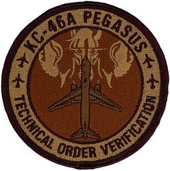 412th Logistics Test Squadron KC-46A Technical Order Verification
The Tech Order Verification patch is a morale patch for the KC-46 Tech Order Control Unit responsible for any of the thousands of KC-46 T.O. verifications.
Keywords: OCP