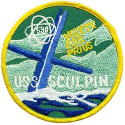 SSN-590 USS Sculpin
Namesake. Sculpin, also called bullhead or sea scorpion fish of the family Cottidae
Builder. Ingalls Shipbuilding, MS
Ordered. 18 Jan 1957
Laid down. 3 Feb 1958
Launched. 31 Mar 1960
Commissioned. 1 Jun 1961
Decommissioned. 3 Aug 1990
Stricken. 30 Aug 1990
Motto. "VIDETE EOS PRIUS" (See 'em First)
Fate. Entered the Submarine Recycling Program on 1 Oct 2000
Class and type. Skipjack-class submarine
Displacement:
2,830 long tons (2,880 t) surfaced
3,500 long tons (3,600 t) submerged
Length. 251 ft 8 in (76.71 m)
Beam. 31 ft 7.75 in (9.6457 m)
Draft. 28 ft (8.5 m)
Propulsion:
1 × S5W reactor
2 × Westinghouse steam turbines, 15,000 shp (11 MW)
1 shaft
Speed. 15 knots (17 mph; 28 km/h) surfaced; More than 30 knots (35 mph; 56 km/h) submerged
Test depth. 700 ft (210 m)
Complement. 118
Sensors and processing systems:
BPS-12 radar
BQR-21 sonar
BQR-2 passive sonar
BQS-4 (modified) active/passive sonar
Armament:
6 × 21 inch (533 mm) torpedo tubes (bow)
24 × Mark 37 torpedoes, Mark 14 torpedoes, Mark 16 torpedoes, Mark 45 ASTOR nuclear torpedoes, and/or Mark 48 torpedoes

