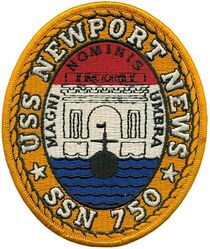SSN-750 USS Newport News
Namesake. The City of Newport News, VA
Awarded. 19 Apr 1982
Builder. Newport News Shipbuilding
Laid down. 3 Mar 1984
Launched. 15 Mar 1986
Commissioned. 3 Jun 1989
Homeport. Groton, CT
Motto. Magni Nominis Umbra (Latin:"Under the shadow of a great name")
Status. in active service
Class and type. Los Angeles-class attack submarine
Displacement:
5,700 long tons (5,791 t) light
6,072 long tons (6,169 t) full
1,372 long tons (1,394 t) dead
Length. 110.3 m (361 ft 11 in)
Beam. 10 m (32 ft 10 in)
Draft. 9.4 m (30 ft 10 in)
Propulsion:
1 × S6G PWR nuclear reactor with D2W core (165 MW), HEU 93.5%
2 × steam turbines (33,500) shp
1 × shaft
1 × secondary propulsion motor 325 hp (242 kW)
Speed:
25 knots (46 km/h) surfaced
30 knots (56 km/h) submerged (actual top speed classified)
Test depth. 290 m (950 ft)
Complement. 13 officers; 121 enlisted
Armament:
4 × 21 in (533 mm) bow tubes
Mark 48 torpedo
Harpoon missile
Tomahawk cruise missile

