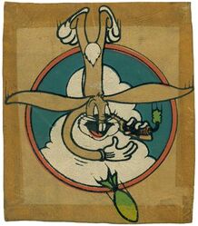 Bombing Squadron NINE (VB-9)
Established as Bombing Squadron NINE (VB-9) on 1 Mar 1942.Disestablished on 28 Sep 1945.

Insignia approved by CNO on 27 Jul 1944. US made, painted on board.

Deployments.
31 Aug 1943-Dec 1943, CV-9 USS Essex, CVG-9, Douglas SBD-5 Dauntless
16 Jan 1944-22 Feb 1944, CV-9 USS Essex, CVG-9, Douglas SBD-5 Dauntless
10 Feb 1945-5 Mar 1945, CV-16 USS Lexington, CVG-9, Curtiss SB2C-4 Helldiver
6 Mar 1945-13 Jun 1945, CV-10 USS Yorktown, CVG-9, Curtiss SB2C-4 Helldiver

