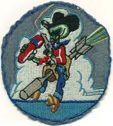 Bombing Fighter Squadron 17 (VBF-17)
Established as Bomber-Fighter Squadron SEVENTEEN (VBF-17) on 2 Jan 1945. Redesignated Fighter Squadron SIX B (VF-6B) on 15 Nov 1946; Fighter Squadron SIXTY TWO (VF-62) on 28 Jul 1948. Attack Squadron ONE HUNDRED SIX (VA-106) on 1 Jul 1955; Disestablished on 7 Nov 1969. 

Insignia approved by CNO on 23 Nov 1945. US made, schiffli embroidery on wool.

Deployments. VBF-17
10 Feb 1945-13 Jun 1945, CV-12 USS Hornet, CVG-17, Grumman F6F-5 Hellcat, Pacific

Stations. NAS Agana, Guam. 2 Jan 1945; NAS Alameda, CA. 8 Jul 1945; NAAS Fallon, NV. Sep 1945; NAS Brunswick, ME. Feb 1946; NAS Norfolk, VA. 1946; NAAS Oceana, VA. 25 Sep 1948; NAS Norfolk, VA. 22 Nov 1948; NAAS Oceana, VA.  20 Jan 1949; NAAS Cecil Field, FL.  18 Sep 1950; NAS Jacksonville, FL. 13 Oct 1952; NAS Cecil Field, FL. Dec 1954

