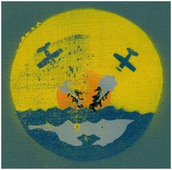 Fighter Squadron 11 (VF-11)
Established as Fighter Squadron ELEVEN (VF-11) on 10 Oct 1942. Redesignated Fighter Squadron ELEVEN A (VF-11A) on 15 Nov 1946; Fighter Squadron ONE HUNDRED ELEVEN (VF-111) on 15 Jul 1948. Disestablished on 19 Jan 1959.

Insignia original artwork submitted to CNO for approval in 1942. US made, silkscreen on canvas.

Deployments.
10 Oct 1944-22 Nov 1944, CV-12 USS Hornet, CVG-11, Grumman F6F-5/5N/5P Hellcat, WestPac
14 Dec 1944-16 Dec 1944, CV-12 USS Hornet, CVG-11, Grumman F6F-5/5N/5P Hellcat, WestPac
3 Jan 1945-22 Jan 1945, CV-12 USS Hornet, CVG-11, Grumman F6F-5/5N/5P Hellcat, WestPac

