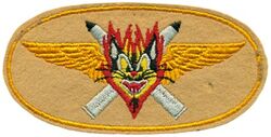 Fighter Squadron 13 (VF-13)
Established as Fighter Squadron THIRTEEN (VF-13) on 2 Nov 1943. Disestablished on 30 Oct 1945.

Insignia approved by CNO on 8 Jan 1944. US made, schiffli embroidery on wool.

Deployments.
29 Jul 1944-2 Nov 1944, CV-13 USS Franklin, CVG-13, Grumman F6F-3 Hellcat, WestPac


