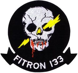 Fighter Squadron 133 (VF-133) 
Established as Fighter Squadron ONE HUNDRED THIRTY THREE (VF-133) on 2 Aug 1948. Disestablished on 30 Nov 1949.

Insignia approved by CNO on 13 Jun 1949. US made, schiffli embroidery on twill.

Grumman F8F-2 Bearcat

