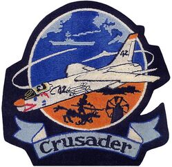 Fighter Squadron 142 (VF-142) F8U Crusader
Established as Fighter Squadron SEVEN HUNDRED NINETY ONE (VF-791) on 1 Nov 1949. Called to Active duty on 20 Jul 1950. Redesignated Fighter Squadron ONE HUNDRED FORTY TWO (VF-142) "Fighting Falcons" on 4 Feb 1953. Fighter Squadron NINETY SIX (VF-96) on 1 Jun 1962. Disestablished on 1 Dec 1975.

Deployments.
3 Feb 1954-4 Aug 1954, CV-15 USS Randolph, CVG-14, Grumman F9F-6 Cougar
3 Jun 1955-3 Feb 1956, CV-21 USS Boxer, CVG-14, Grumman F9F-6 Cougar
21 Jan 1957-25 Jul 1957, CVA-12 USS Hornet, CVG-14, North American FJ-3M Fury
3 Jan 1959-27 Jul 1959, CVA-61 USS Ranger, CVG-14, Vought F8U-1 Crusader
14 May 1960-15 Dec 1960, CVA-34 USS Oriskany, CVG-14, Vought F8U-2 Crusader
11 Aug 1961-1 Nov 1961, CVA-63 USS Kitty Hawk, CVG-11, Vought F8U-2 Crusader

