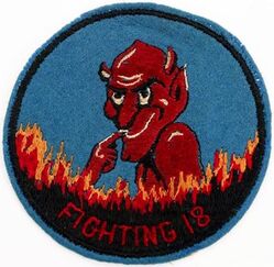 Fighter Squadron 18 (VF-18)
Established as Escort-Scouting Squadron EIGHTEEN (VGS-18) on 15 Oct 1942. Redesignated Composite Squadron EIGHTEEN (VC-18) on 1 Mar 1943; Fighter Squadron THIRTY SIX (VF-36) on 15 Aug 1943; Fighter Squadron EIGHTEEN (VF-18) on 5 Mar 1944; Fighter Squadron SEVEN A (VF-7A) on 15 Nov 1946; Fighter Squadron SEVENTY ONE (VF-71) “Hells Angels” on 1 Sep 1948. Disestablished on 31 Mar 1959.

Grumman F6F-5 Hellcat, 1944-1945
Grumman F8F-1 Bearcat, 1945-1948

