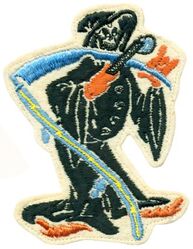 Fighter Squadron 35 (VF-35) 
Established as Fighter Squadron THIRTY FIVE (VF-35) on 15 Jul 1943. Disestablished on 19 Nov 1945.

Insignia approved by CNO on 8 Feb 1945. US made, schiffli embroidery on wool.

Deployments.
1 Nov 1943-Feb 1944, CVE-28 USS Chenango, CVEG-35, Grumman F6F-3 Hellcat
Jul 1944-Aug 1944, CVE-28 USS Chenango, CVEG-35, Grumman F6F-3/5 Hellcat
Oct 1944-Nov 1944, CVE-28 USS Chenango, CVEG-35, Grumman F6F-3/5 Hellcat

