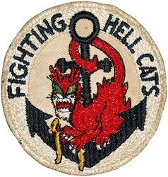 Fighter Squadron FIVE (VF-5) (3rd)
Established as Fighter Squadron ONE (VF-1) (2nd) on 15 Feb 1943. Redesignated Fighter Squadron FIVE (VF-5) (3rd) on 15 July 1943; Fighter Squadron FIVE A (VF-5A) on 15 Nov 1946; Fighter Squadron FIFTY ONE (VF-51) (2nd) on 16 Aug 1948. Disestablished on 21 Mar 1995.  

Insignia approval date unknown, used from 1943-1945. US made, schiffli embroidery on twill.

Deployments.
21 May 1943-17 Jun 1943, CV-10 USS Yorktown, CVG-5, Grumman F6F-3 Hellcat
6 Jul 1943-24 Jul 1943, CV-10 USS Yorktown, CVG-5, Grumman F6F-3 Hellcat
22 Aug 1943-7 Sep 1943, CV-10 USS Yorktown, CVG-5, Grumman F6F-3 Hellcat
29 Sep 1943-11 Oct 1943, CV-10 USS Yorktown, CVG-5, Grumman F6F-3 Hellcat 
10 Nov 1943-9 Dec 1943, CV-10 USS Yorktown, CVG-5, Grumman F6F-3 Hellcat 
16 Jan 1944-11 May 1944, CV-10 USS Yorktown, CVG-5, Grumman F6F-3 Hellcat 
3 Mar 1945-19 Mar 1945, CV-13 USS Franklin, CVG-5, Vought F4U-1D Corsair, Grumman F6F-5N/5P Hellcat

