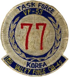 Fighter Squadron 53 (VF-53) Task Force 77
Established as Fighter Squadron FIFTY THREE (VF-53)(2nd) “Blue Knights” on 16 Aug 1948. Redesignated , Fighter Squadron TWENTY FOUR (VF-124) "Moonshiners", "Gunfighters" on 11 Apr 1958. Disestablished on 30 Sep 1994.

Deployment:
20 Nov 1952-25 Jun 1953 USS Valley Forge (CVA-45) CVG-5, Grumman F9F-2/5 Panther

